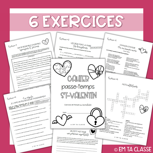 Cahier passe-temps St-Valentin - Français secondaire