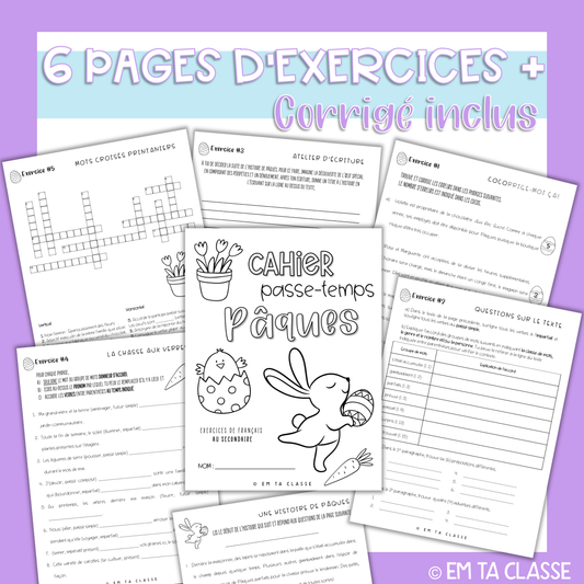 Cahier passe-temps Pâques - Français secondaire