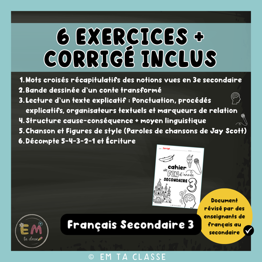 Cahier de fin d'année - 3e secondaire - Français