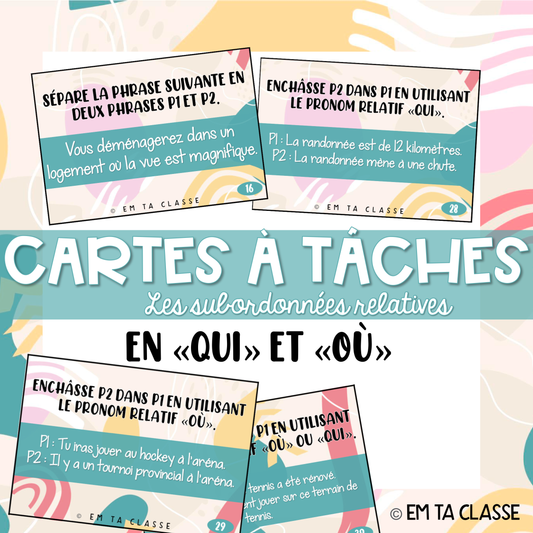 Cartes à tâches subordonnées - Duo économique (25% de rabais)