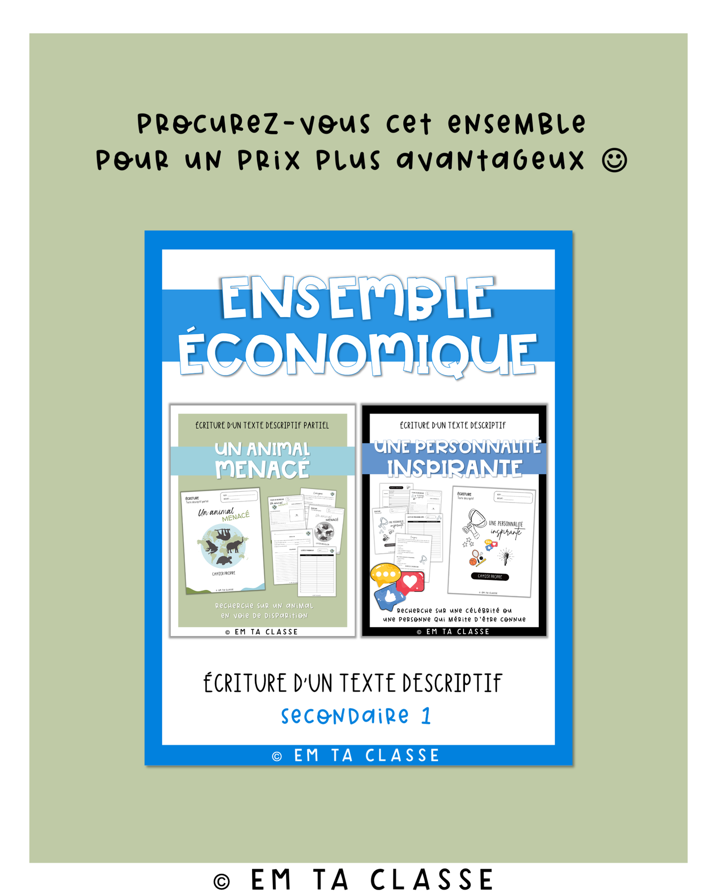 Écriture texte descriptif partiel - Un animal menacé - Français 1re secondaire
