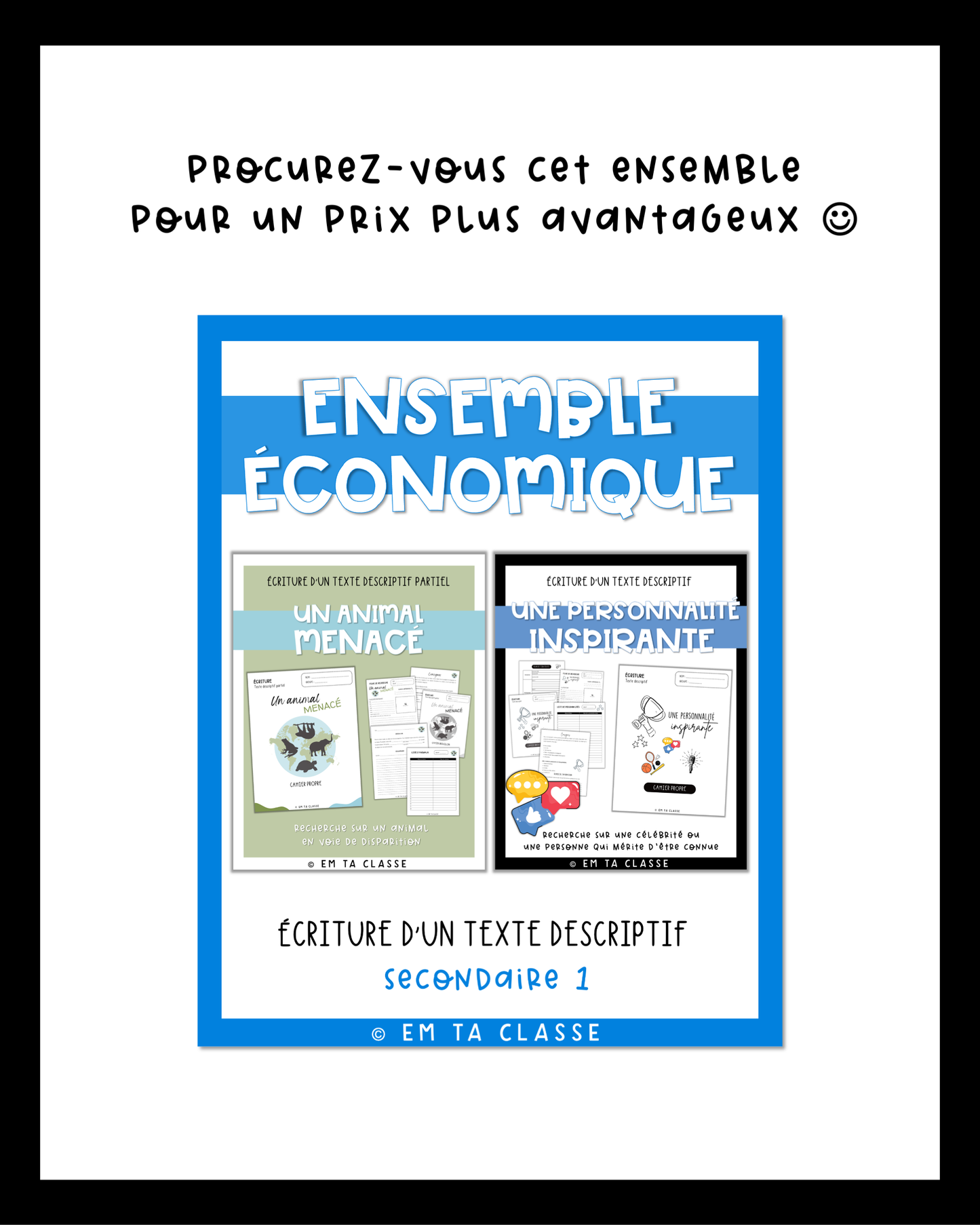 Écriture texte descriptif - Une personnalité inspirante - Français 1re secondaire