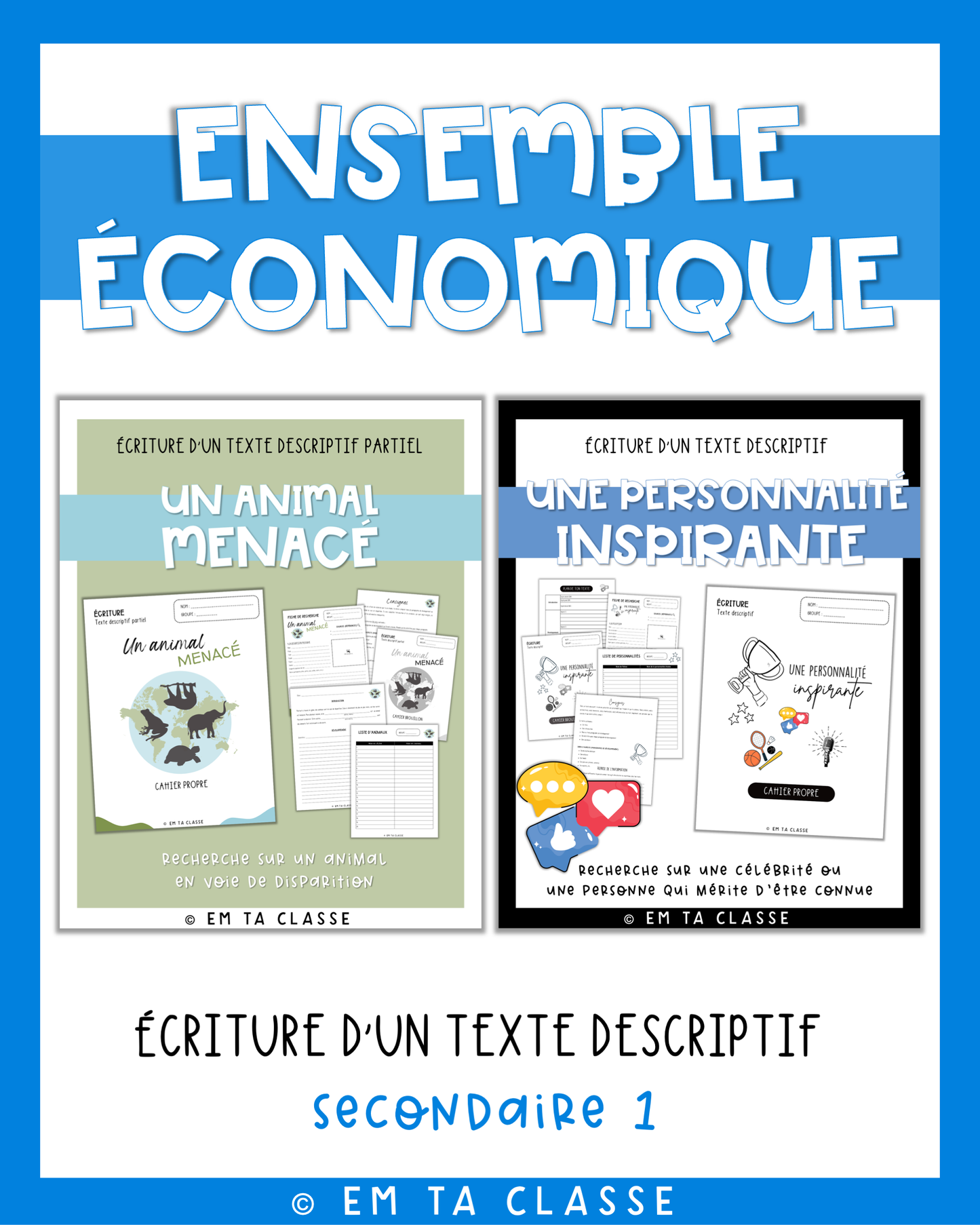 Écriture texte descriptif - Une personnalité inspirante - Français 1re secondaire