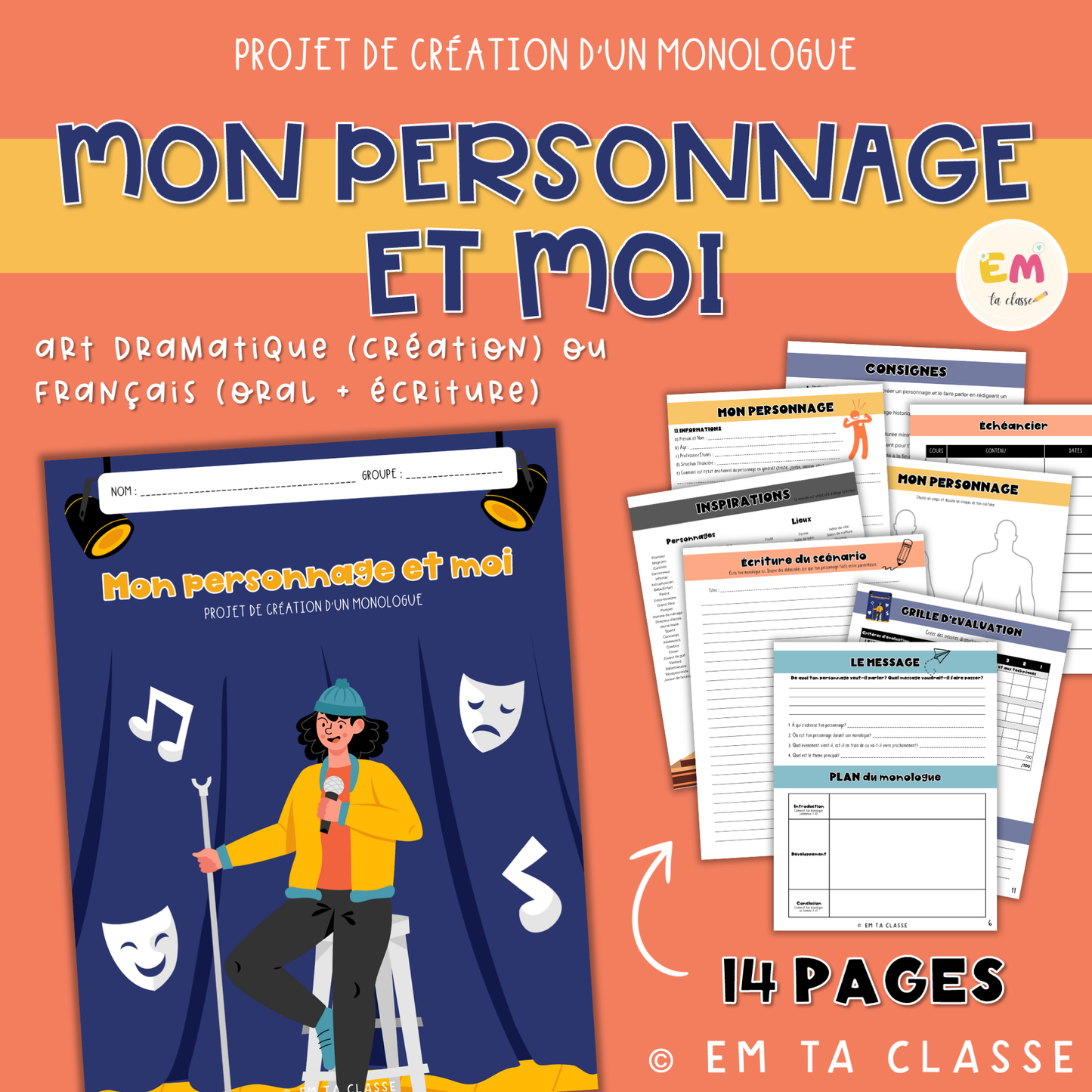 Projet Mon personnage et moi – Création d’un monologue - Art dramatique et Français secondaire