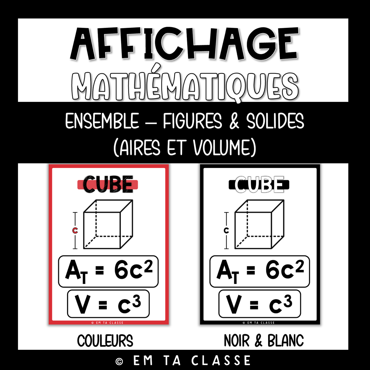 Mathématiques Affichage - ENSEMBLE - Figures et Solides - Aire et Volume