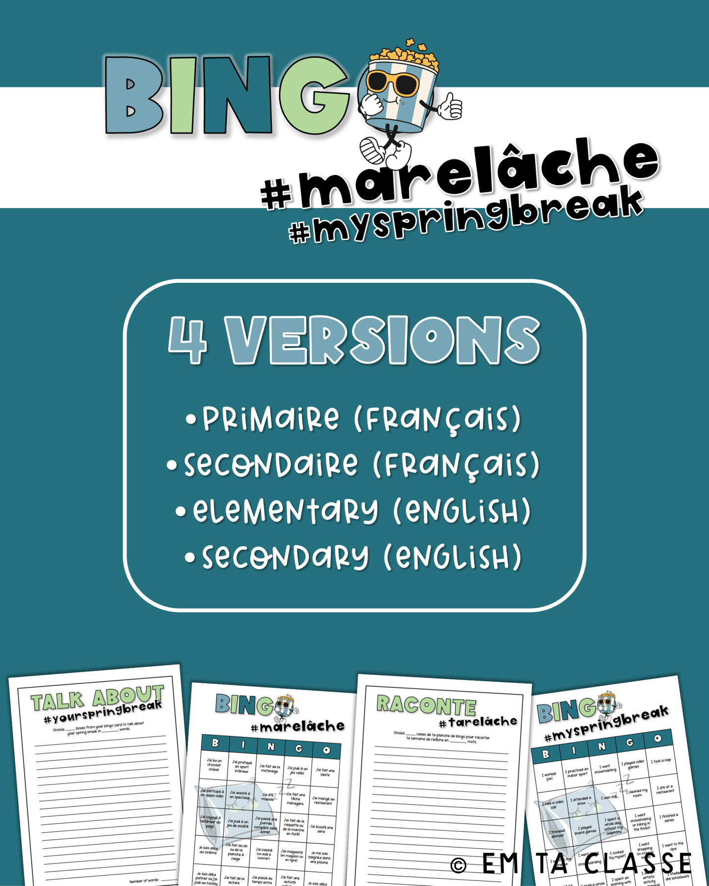 Gratuit - Bingo #myspringbreak – Elementary School (anglais)
