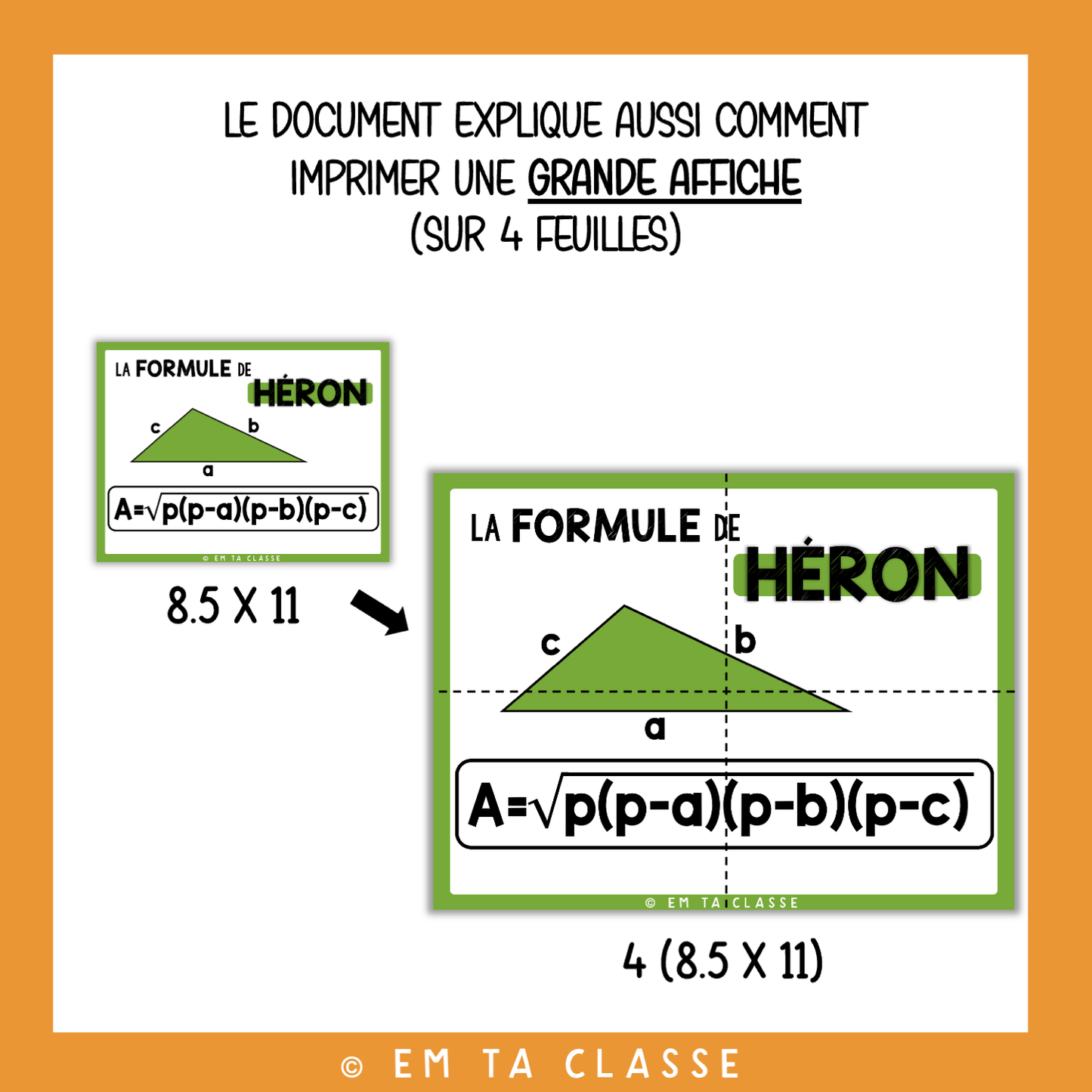 Mathématiques Affichage - Formule de Héron