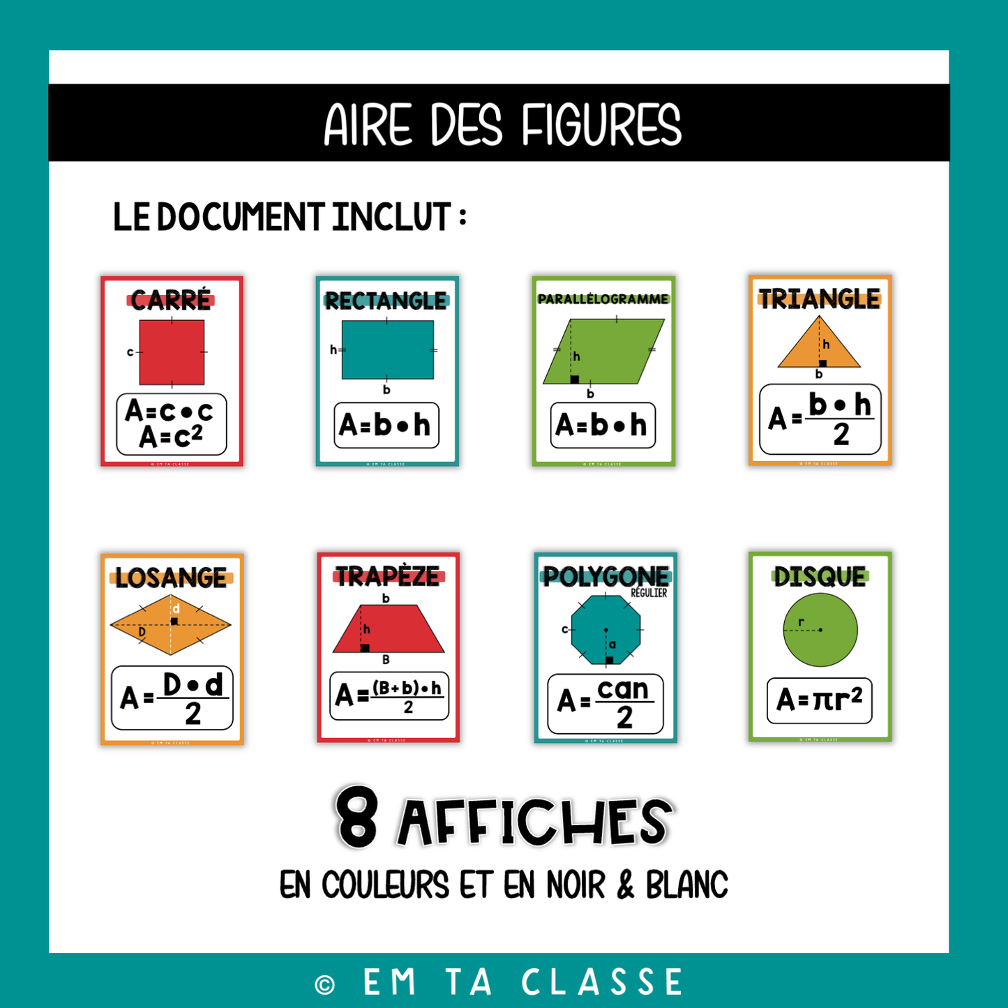 Mathématiques Affichage - Aire des figures