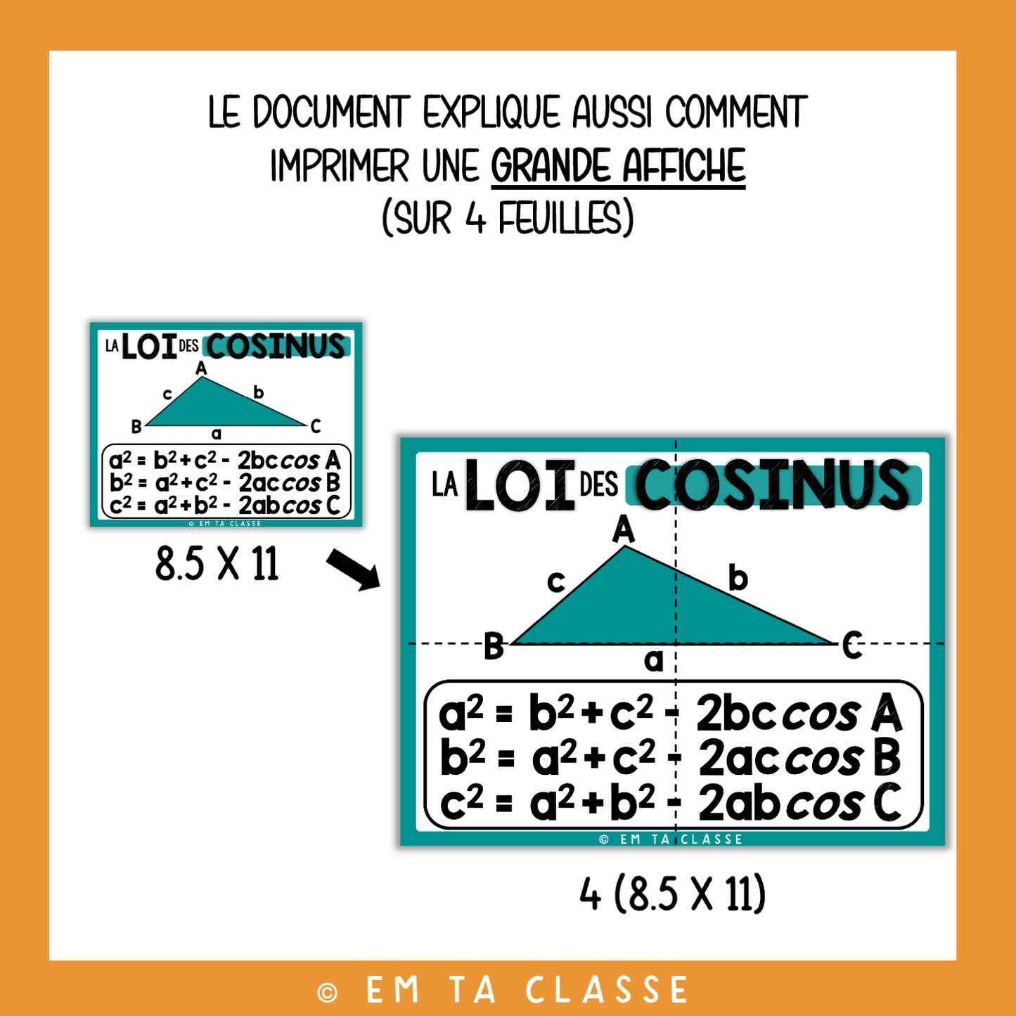Mathématiques Affichage - Loi des Cosinus