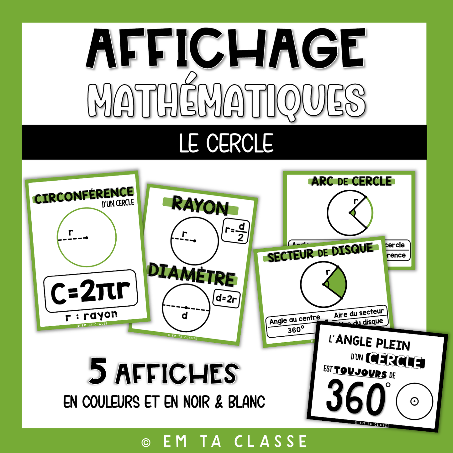 Mathématiques Affichage - Cercle Disque