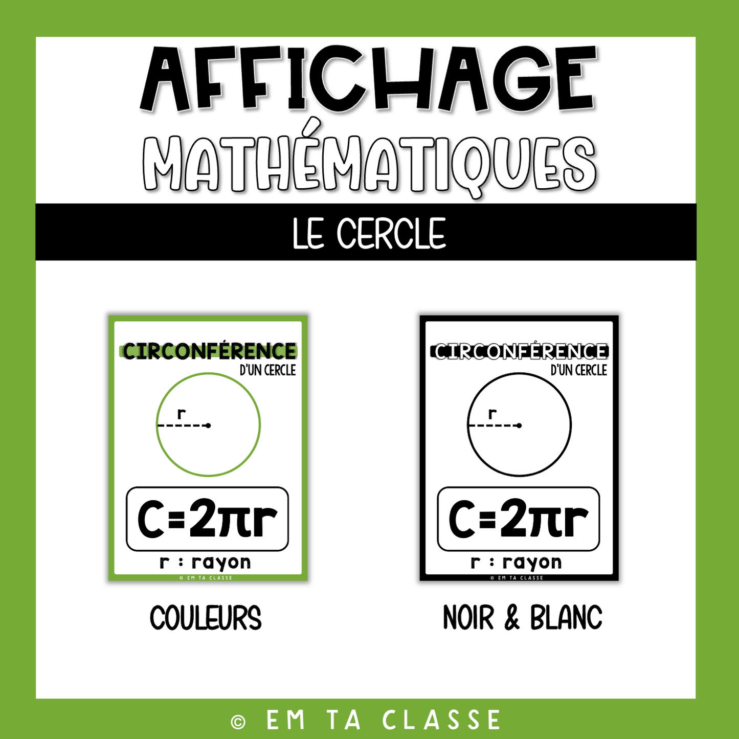 Mathématiques Affichage - Cercle Disque
