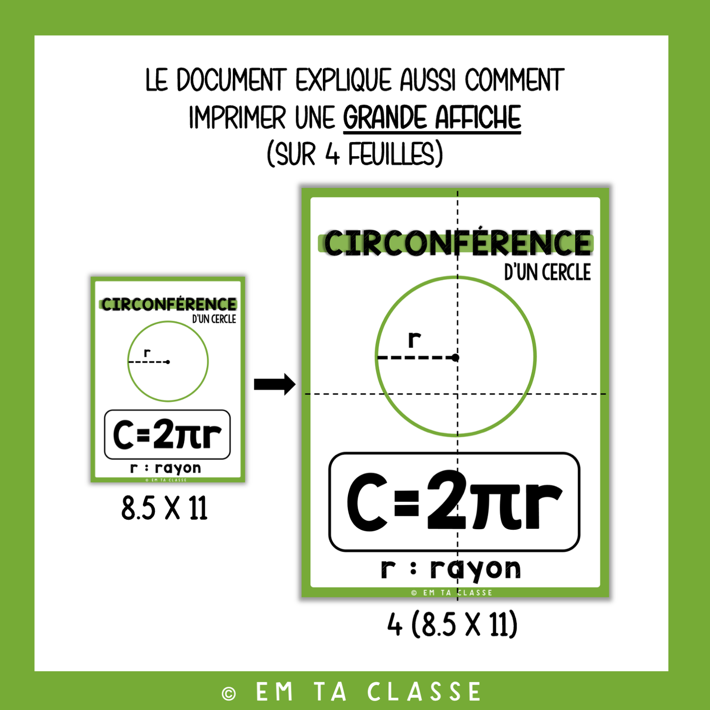 Mathématiques Affichage - Cercle Disque