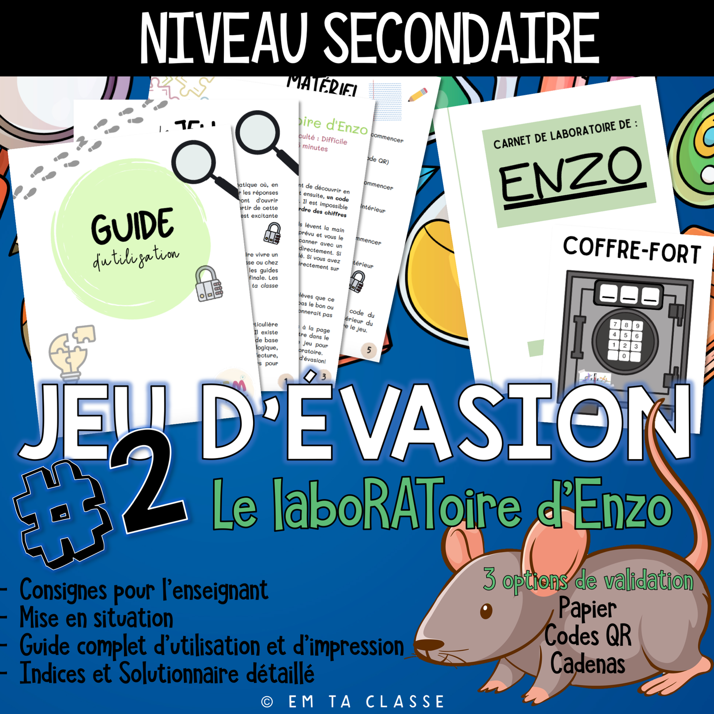 Jeu d'évasion #2 : Le laboRAToire d'Enzo le scientifique - Niveau SECONDAIRE
