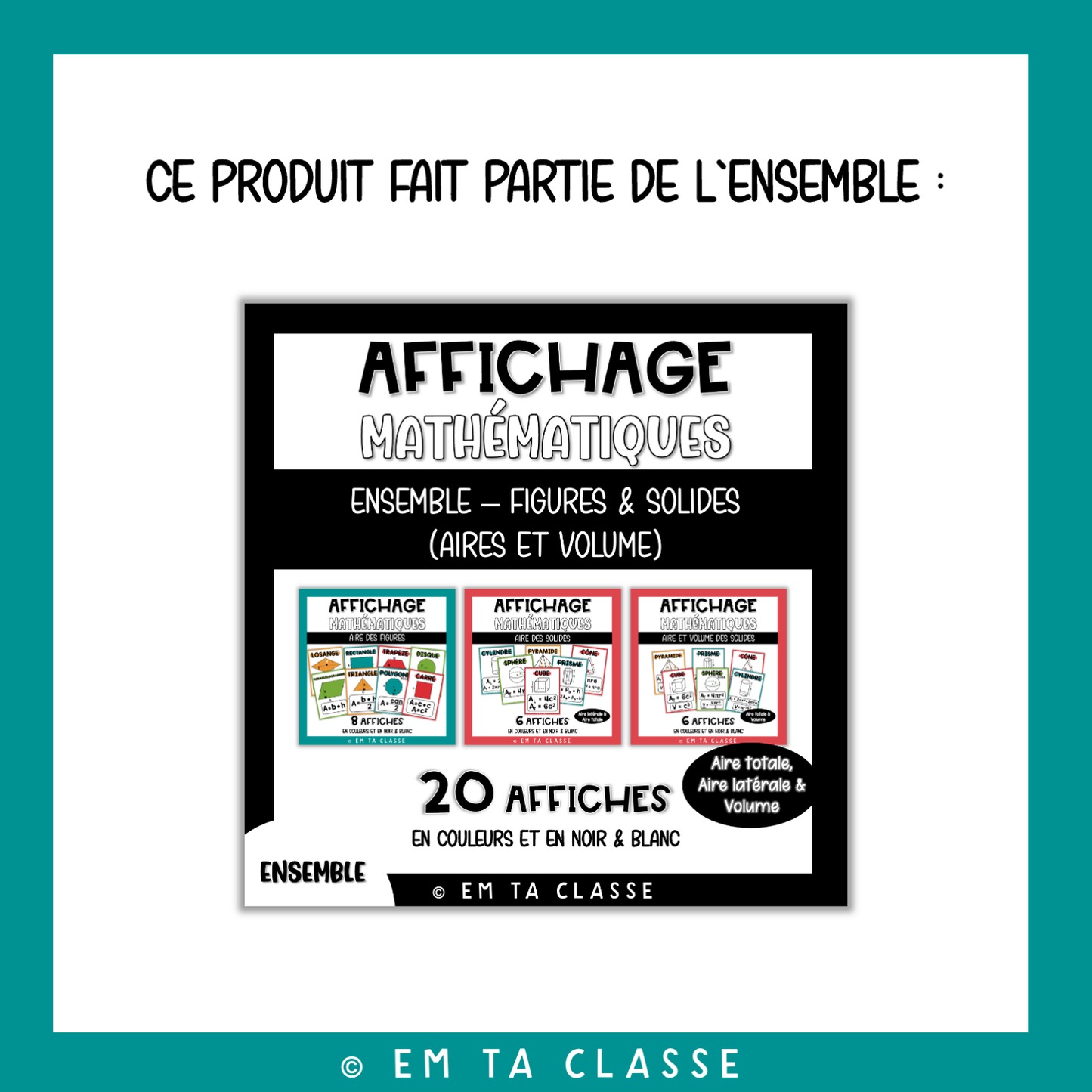 Mathématiques Affichage - Aire des figures