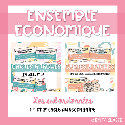 Cartes à tâches - Subordonnées circonstancielles - Français secondaire