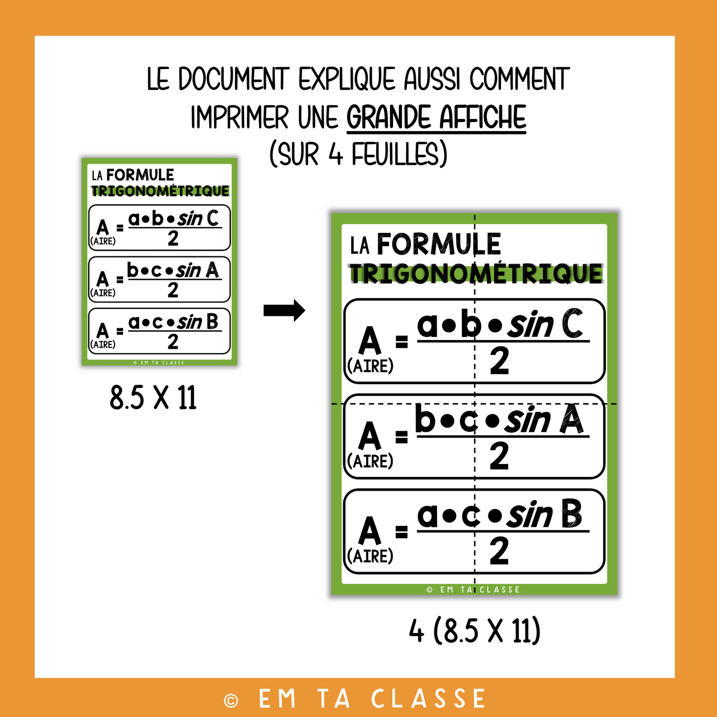 Mathématiques Affichage - Formule trigonométrique
