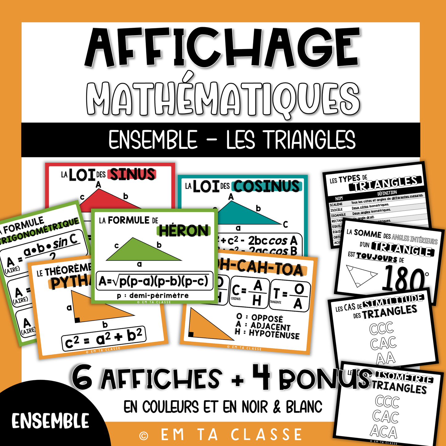 Mathématiques Affichage - ENSEMBLE - Les Triangles