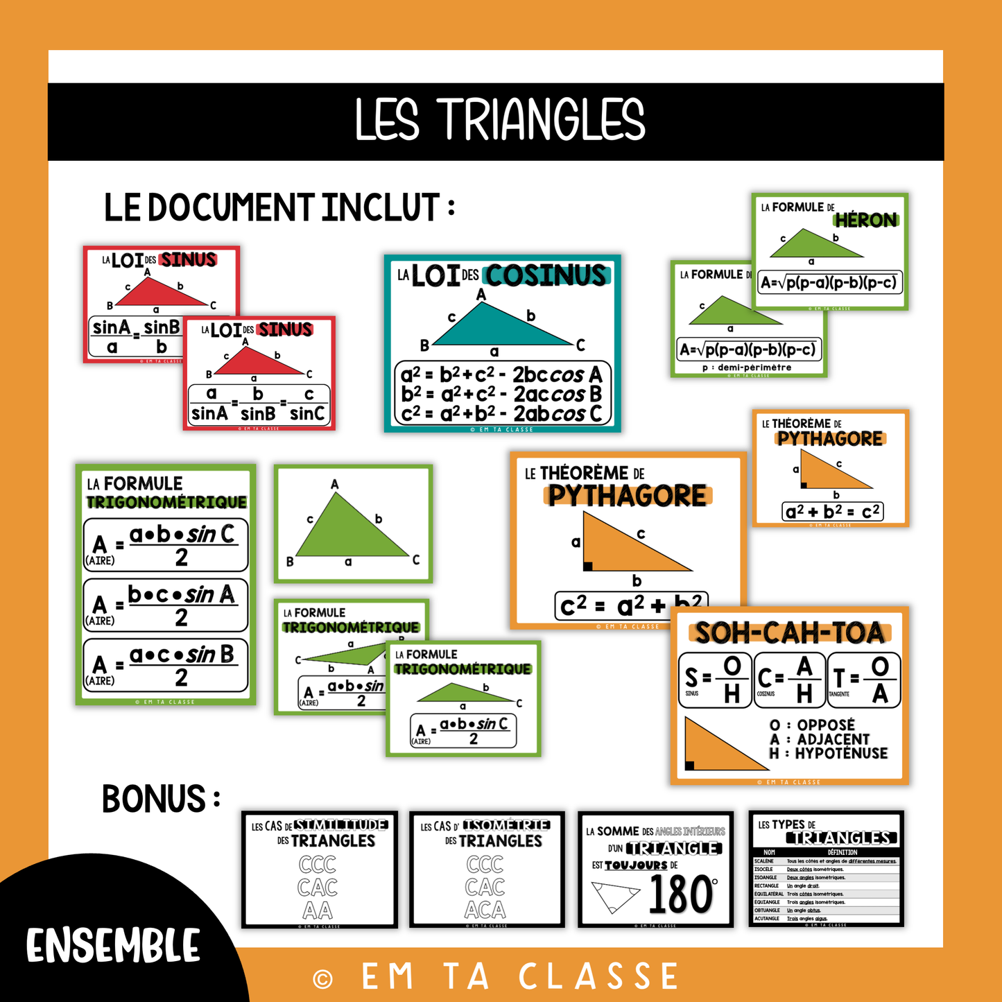 Mathématiques Affichage - ENSEMBLE - Les Triangles