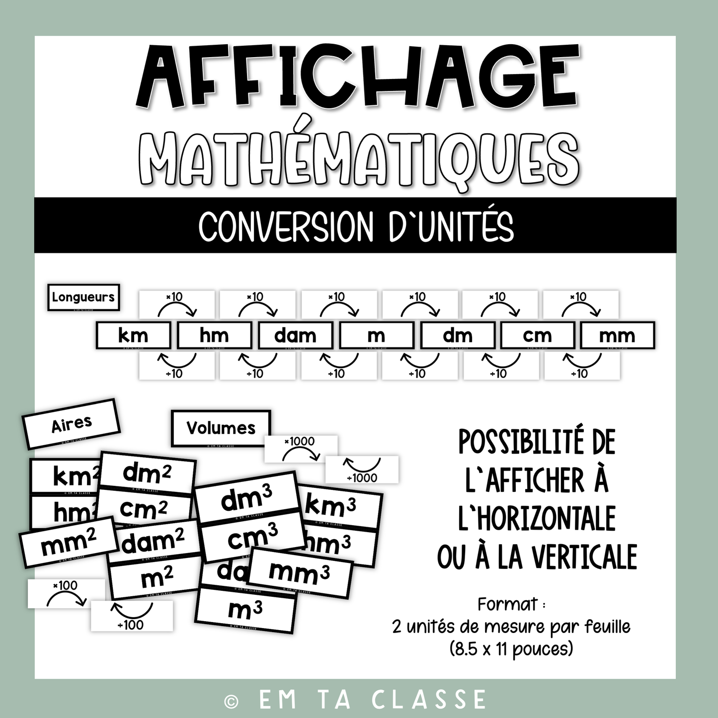 Gratuit - Affichage Mathématiques - Conversion d'unités
