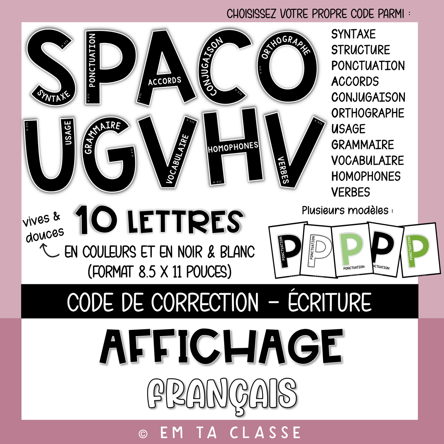 Français Affichage - Code de correction