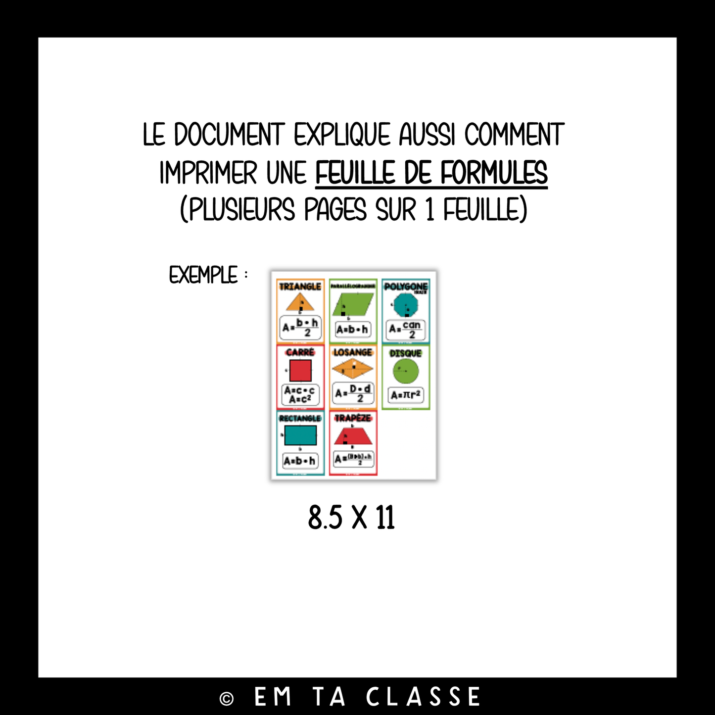 Mathématiques Affichage - Aire des figures