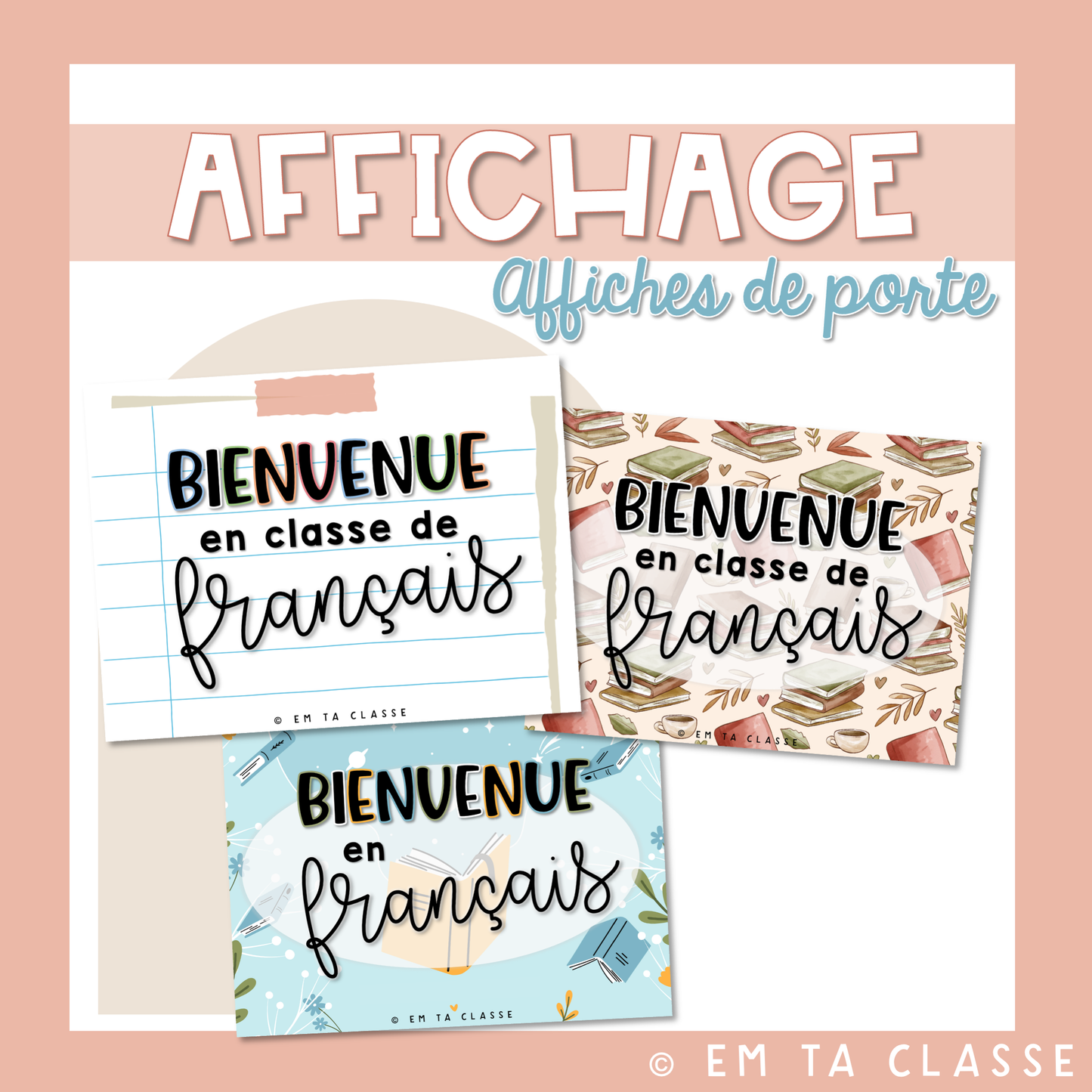 Français Affichage - Affiche porte - Bienvenue en français