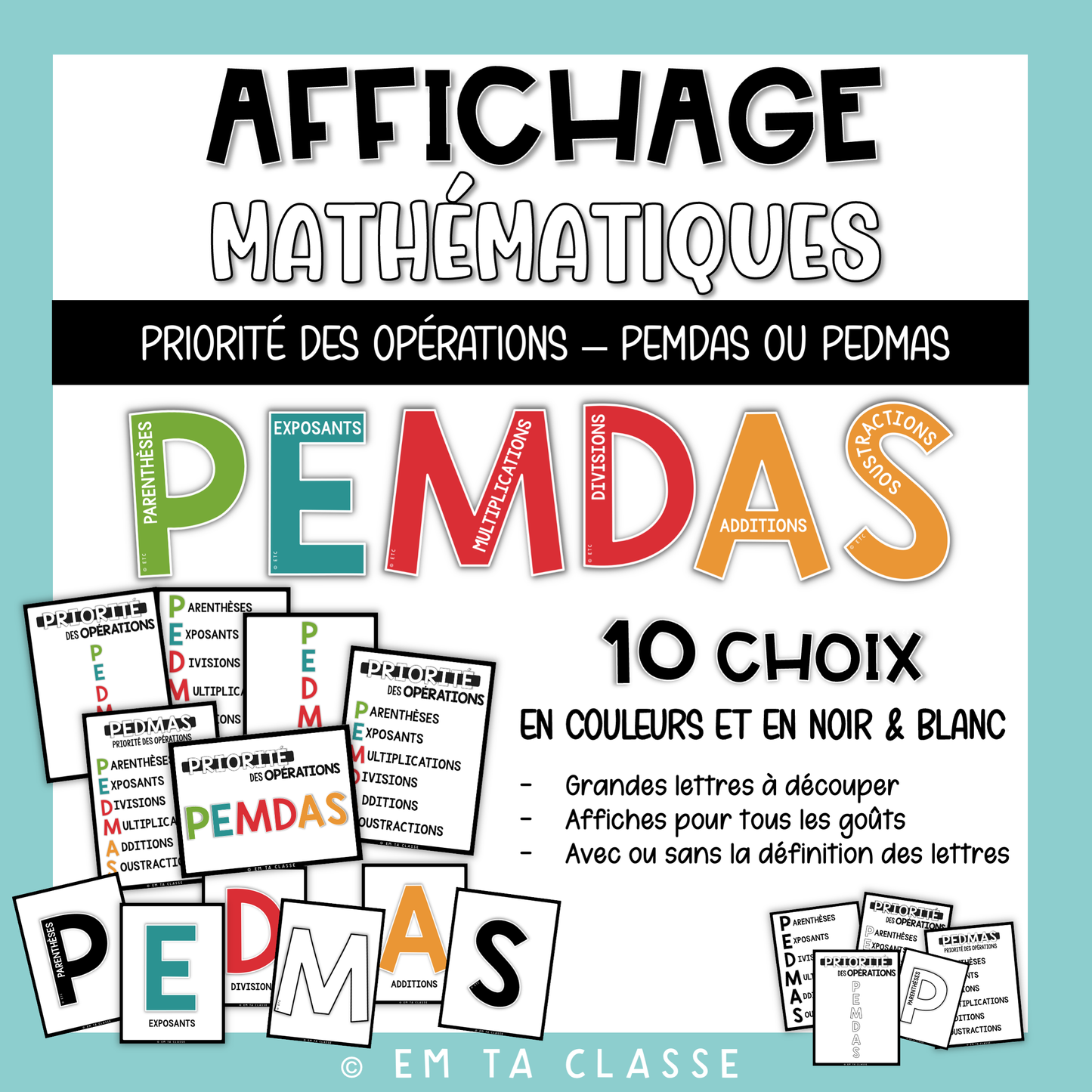 Mathématiques Affichage - Priorité des opérations PEMDAS