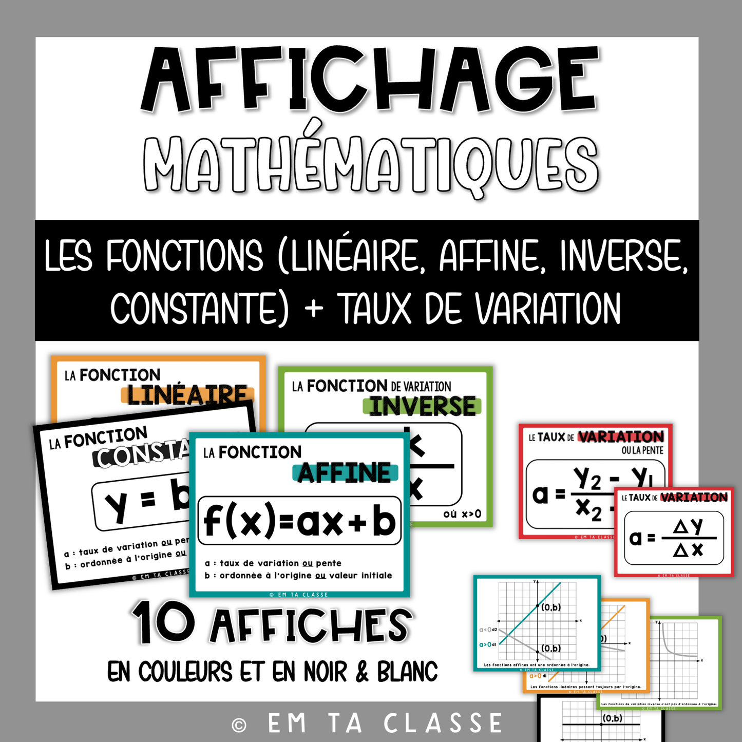 Mathématiques Affichage - Fonction linéaire/affine/inverse/constante + Taux de variation