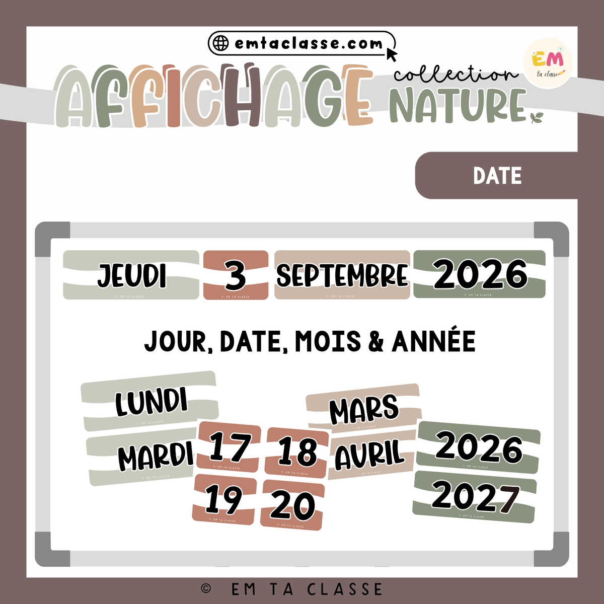 Affichage - Date - Collection NATURE