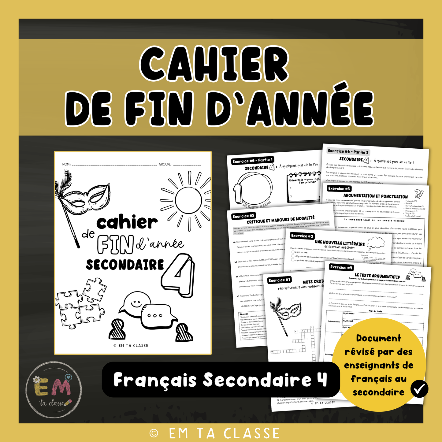 Cahier de fin d'année - ENSEMBLE ÉCONOMIQUE - Français secondaire