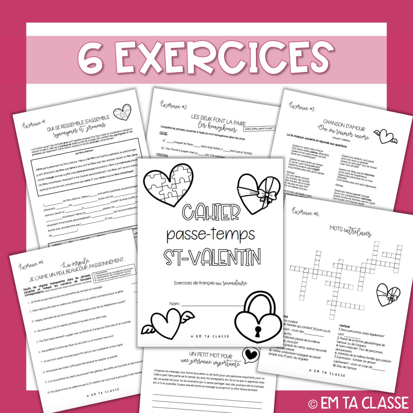 Cahier passe-temps St-Valentin - Français secondaire