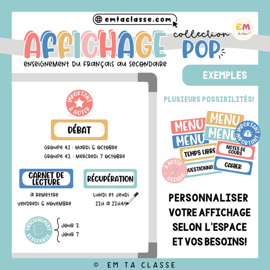 Affichage Français secondaire - Menu de la période - Collection POP