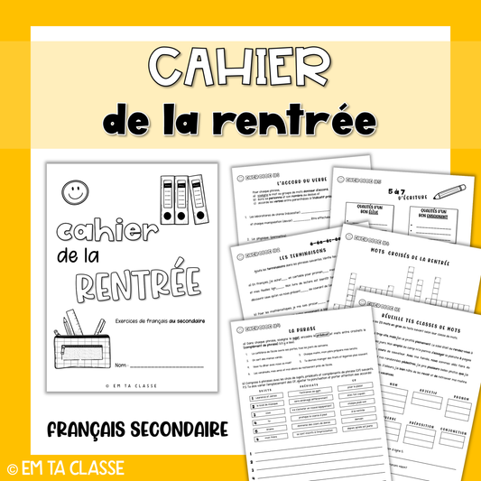 Cahier de la rentrée - Français secondaire