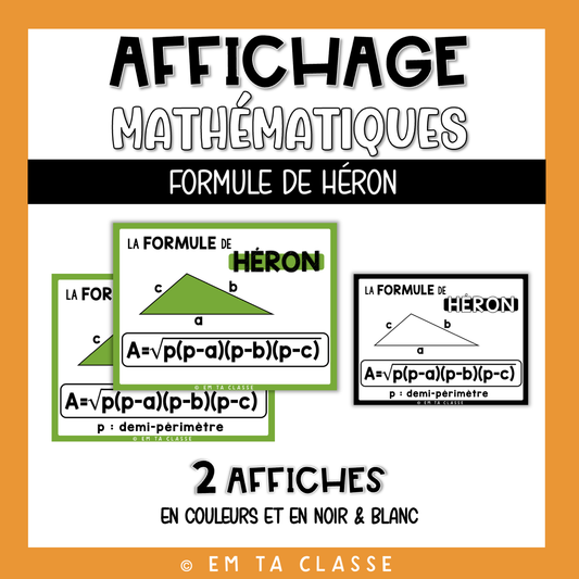 Mathématiques Affichage - Formule de Héron