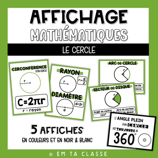 Mathématiques Affichage - Cercle Disque