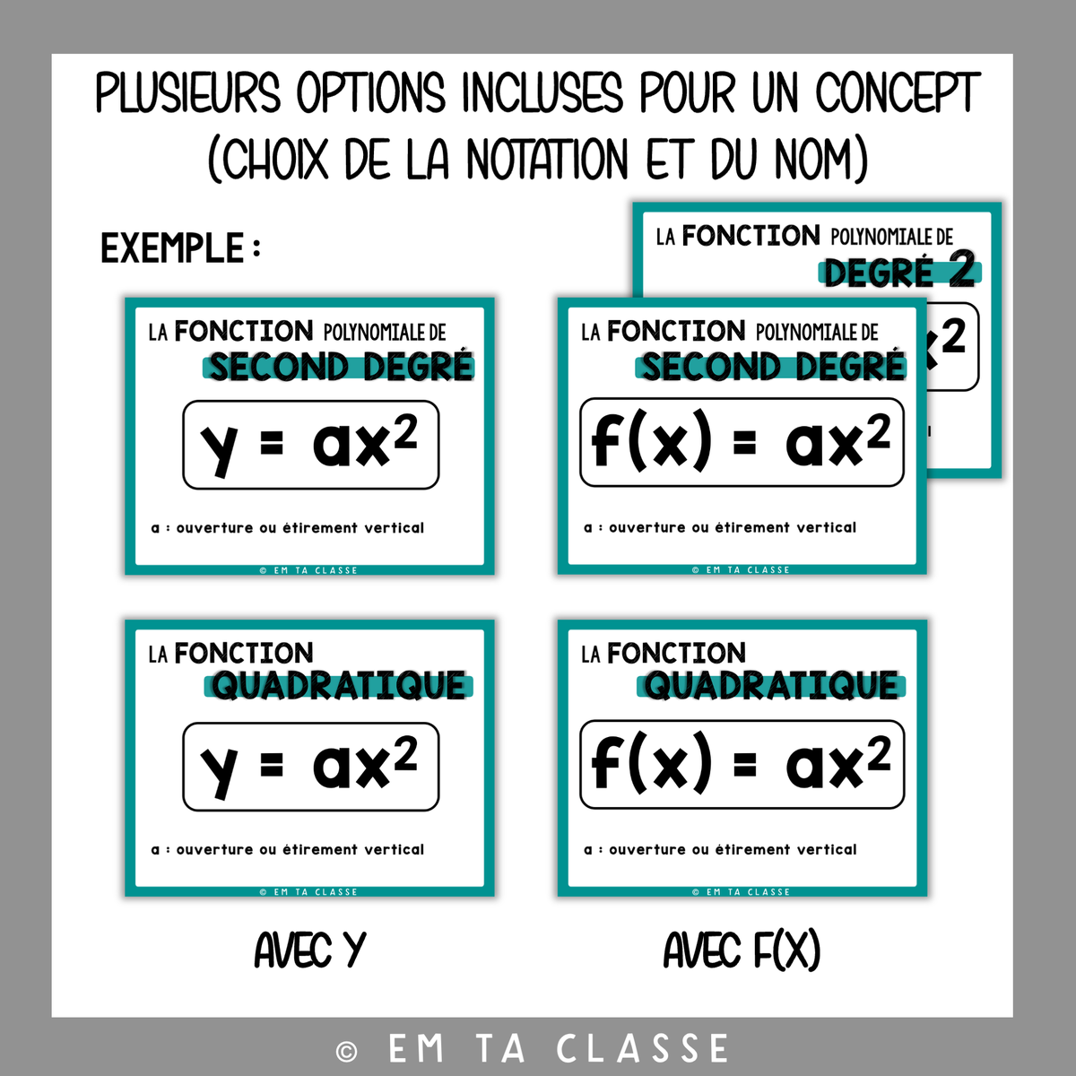Mathématiques Affichage - Fonctions Série #2 - Exponentielle, quadratique et partie entière