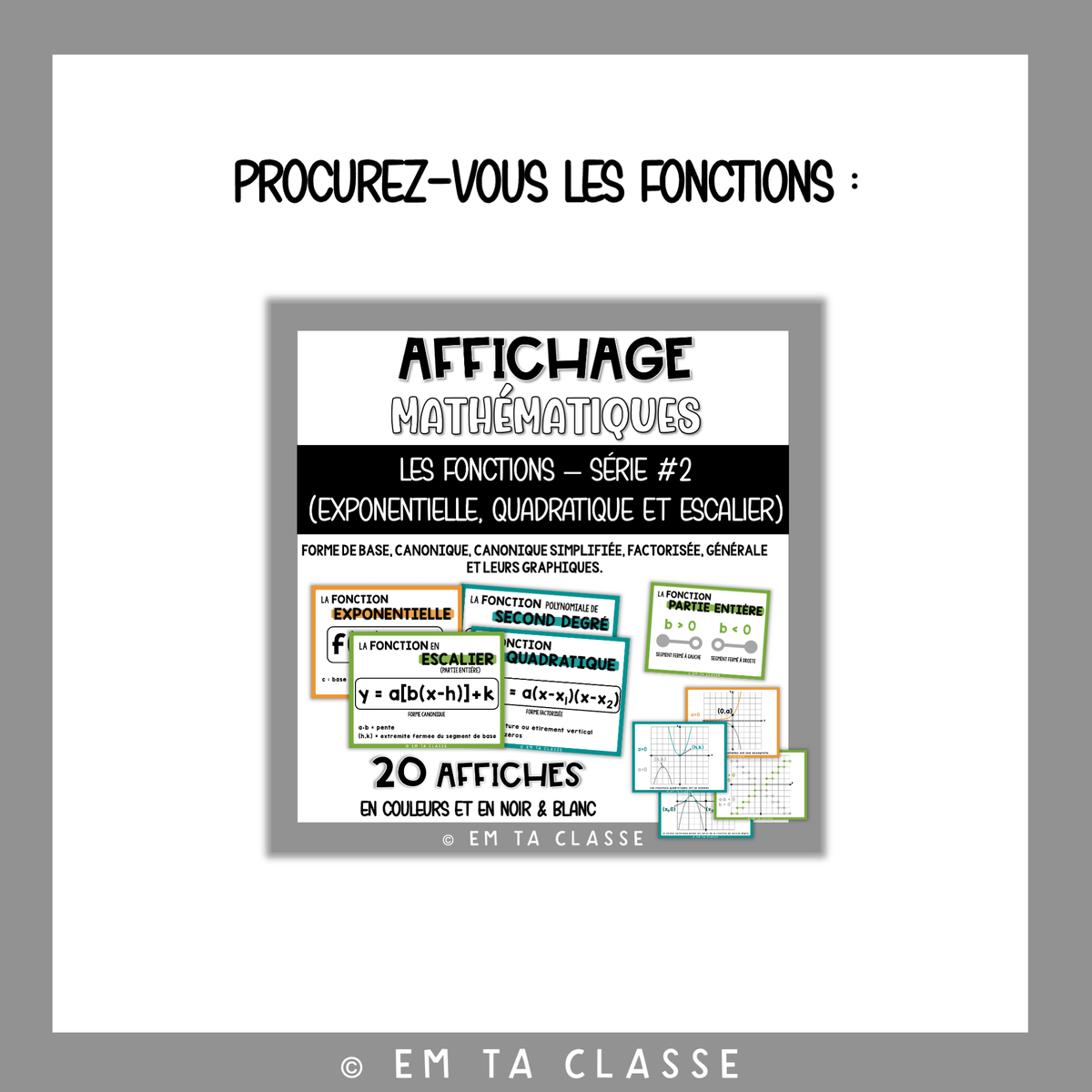 Mathématiques Affichage - Fonctions - Formule quadratique