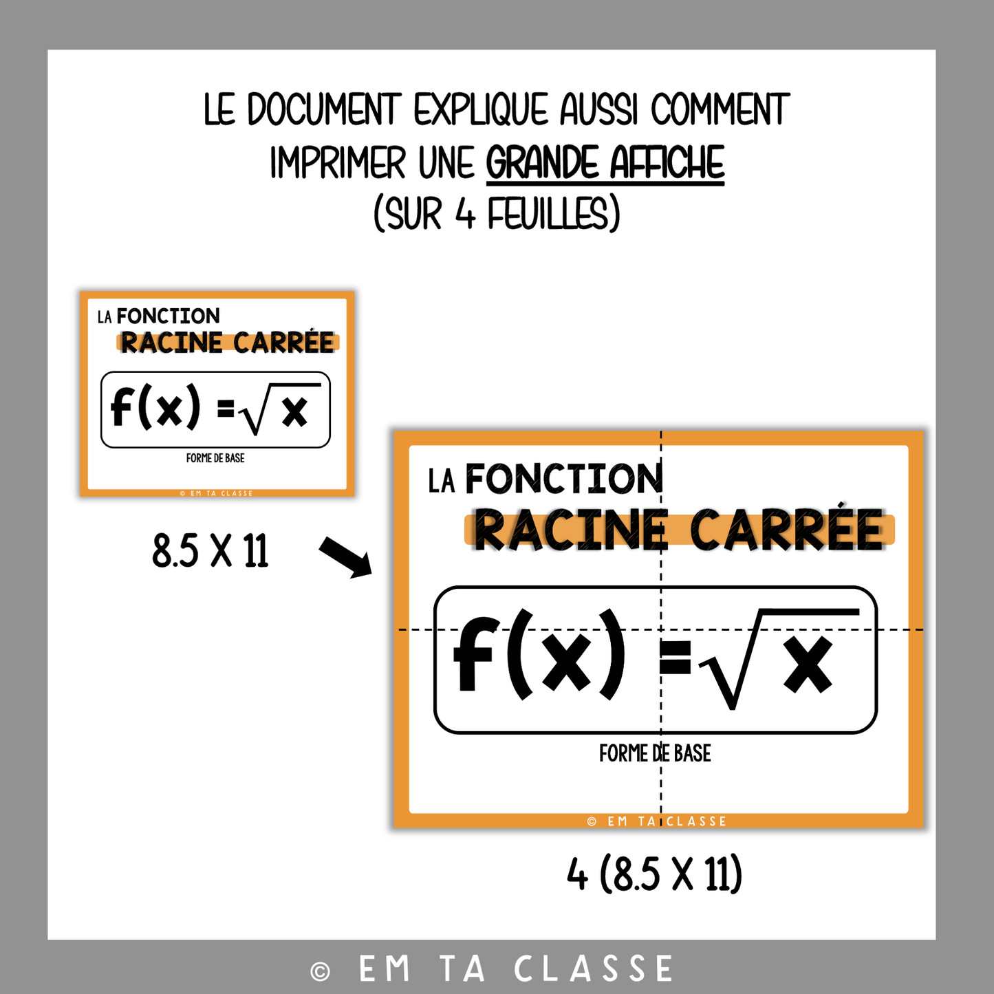 Mathématiques Affichage - Fonctions Série #3 - Racine carrée, rationnelle, logarithmique et valeur absolue