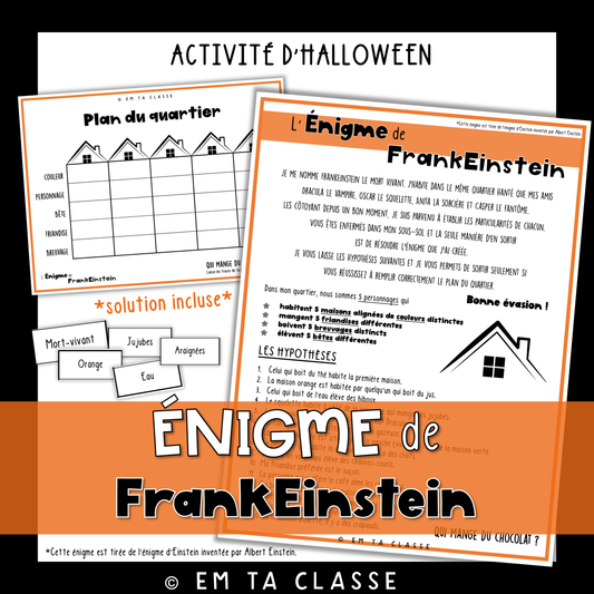 Gratuit - Énigme de FrankEinstein - Activité Halloween