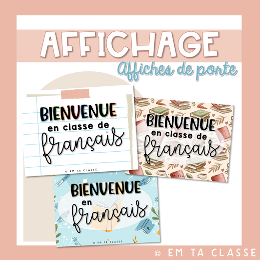 Français Affichage - Affiche porte - Bienvenue en français