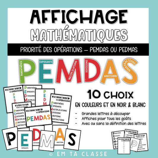 Mathématiques Affichage - Priorité des opérations PEMDAS