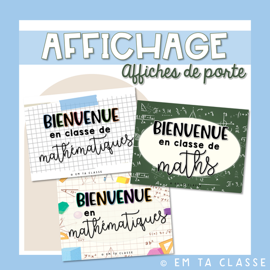 Mathématiques Affichage - Affiche porte - Bienvenue en mathématiques (maths)