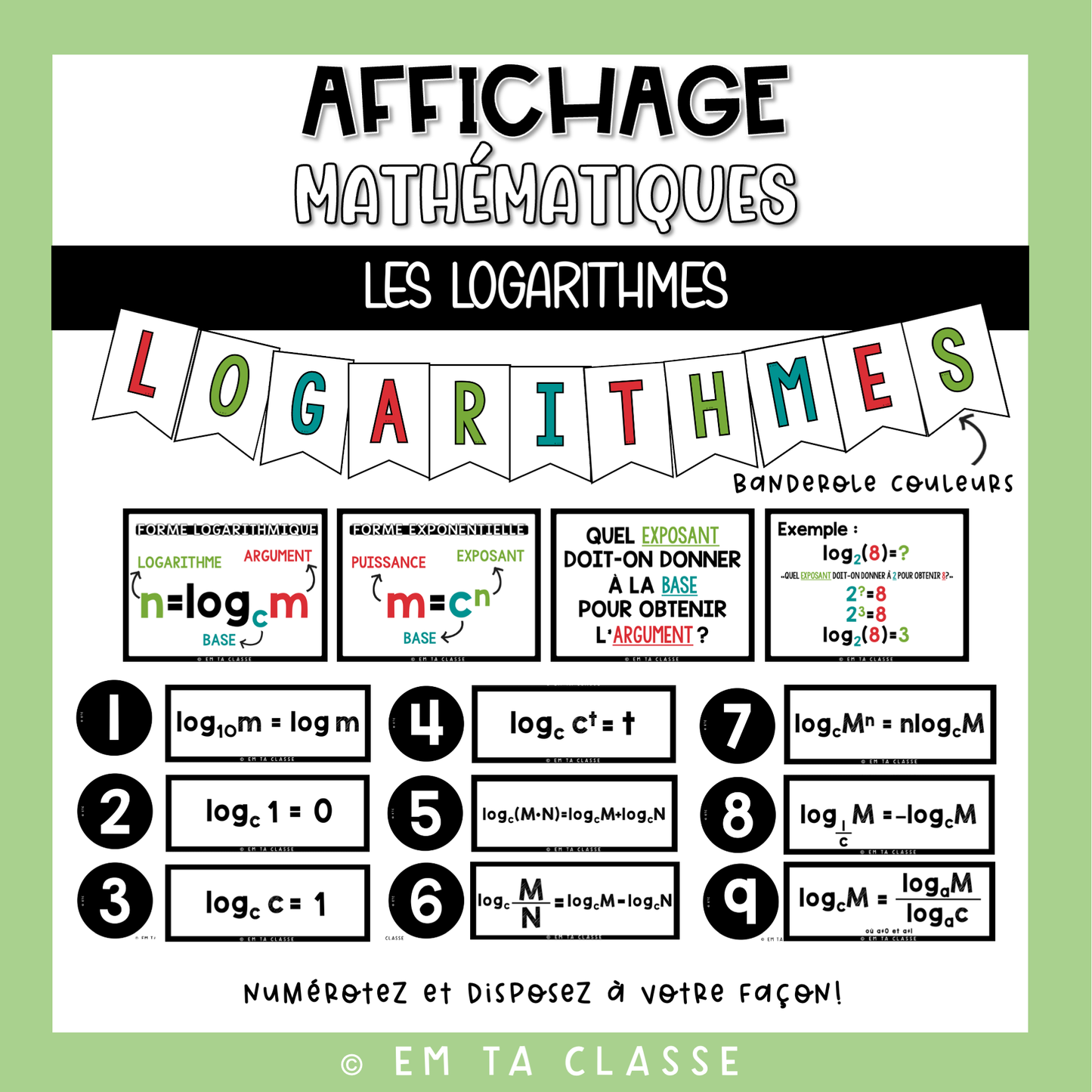 Mathématiques Affichage - Logarithmes