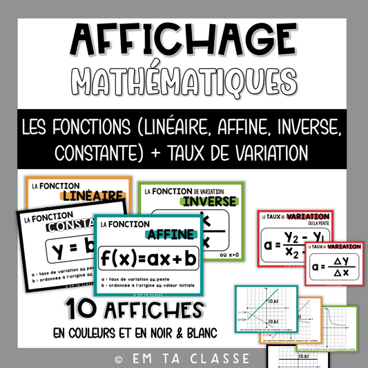 Mathématiques Affichage - Fonction linéaire/affine/inverse/constante + Taux de variation