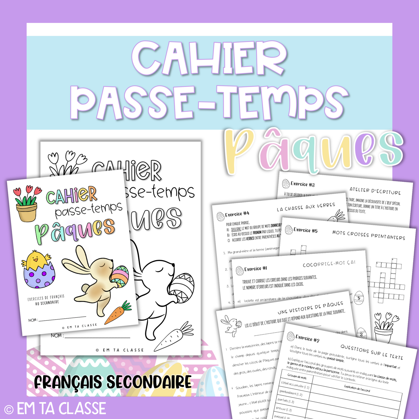 Cahier passe-temps Pâques - Français secondaire