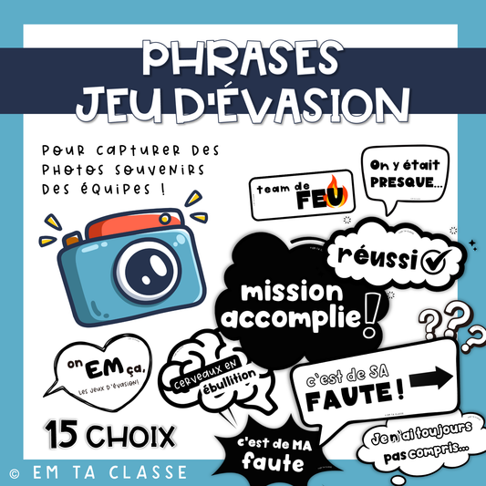 Gratuit - Phrases jeu d'évasion - Pour photos souvenirs!